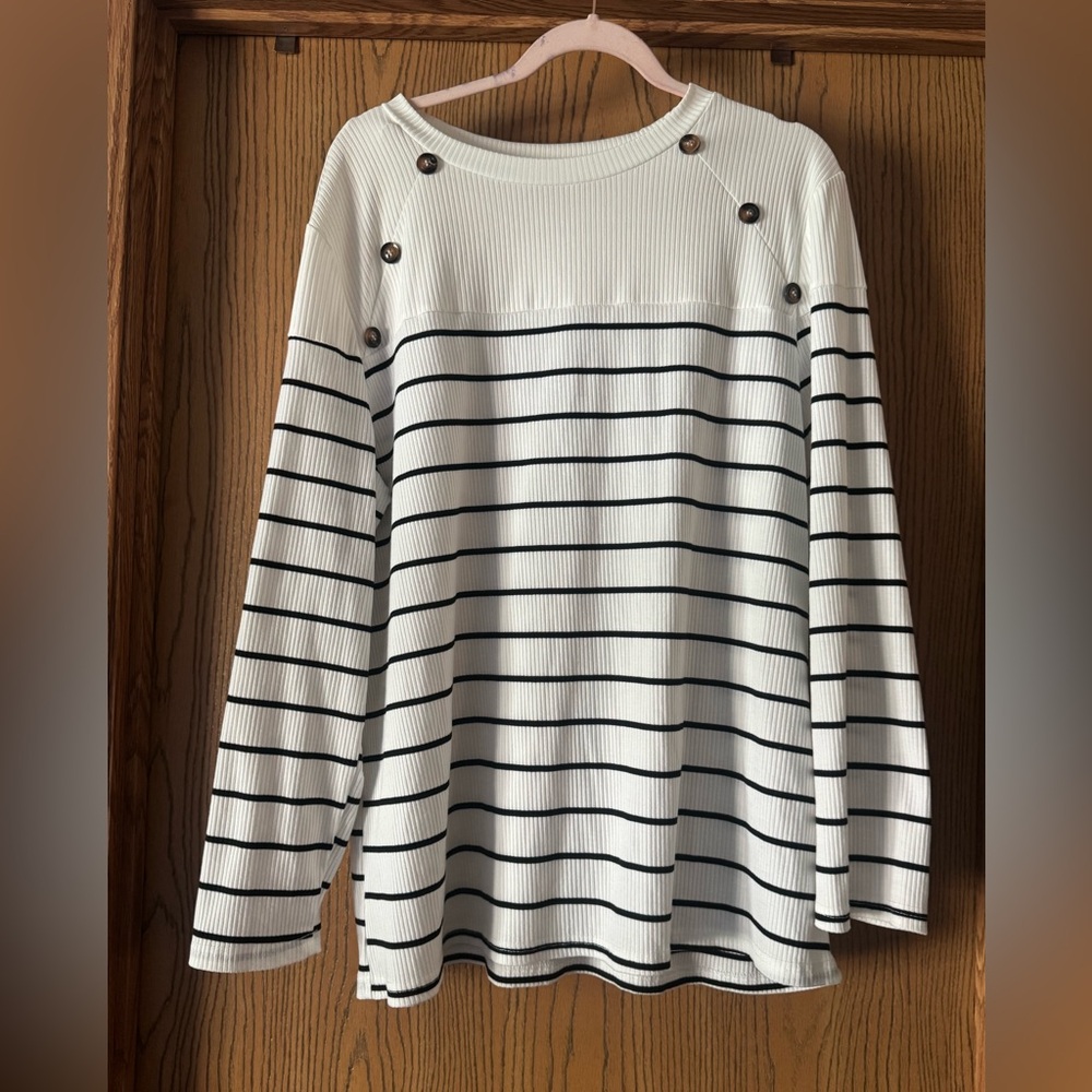 SHEIN Black and White Striped Blouse